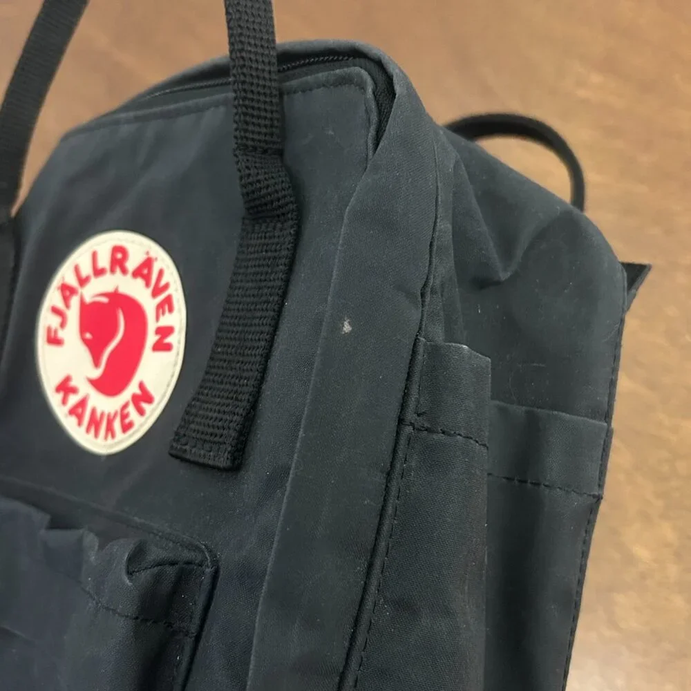 Fjallraven Kanken Mini Backpack - Black with Red Logo